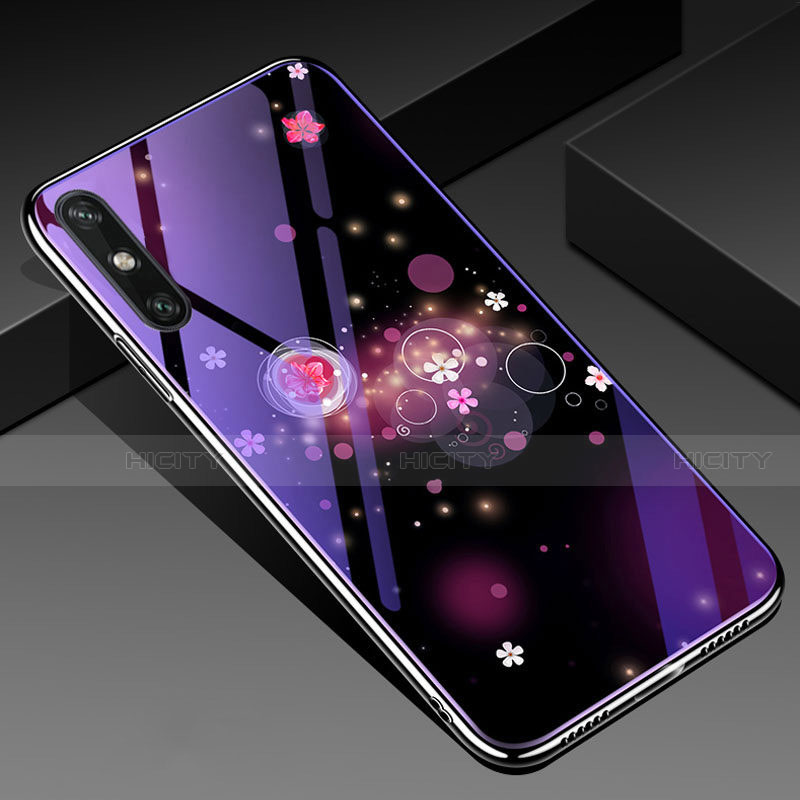 Coque Contour Silicone et Vitre Motif Fantaisie Miroir Etui Housse pour Huawei Enjoy 10e Violet Plus