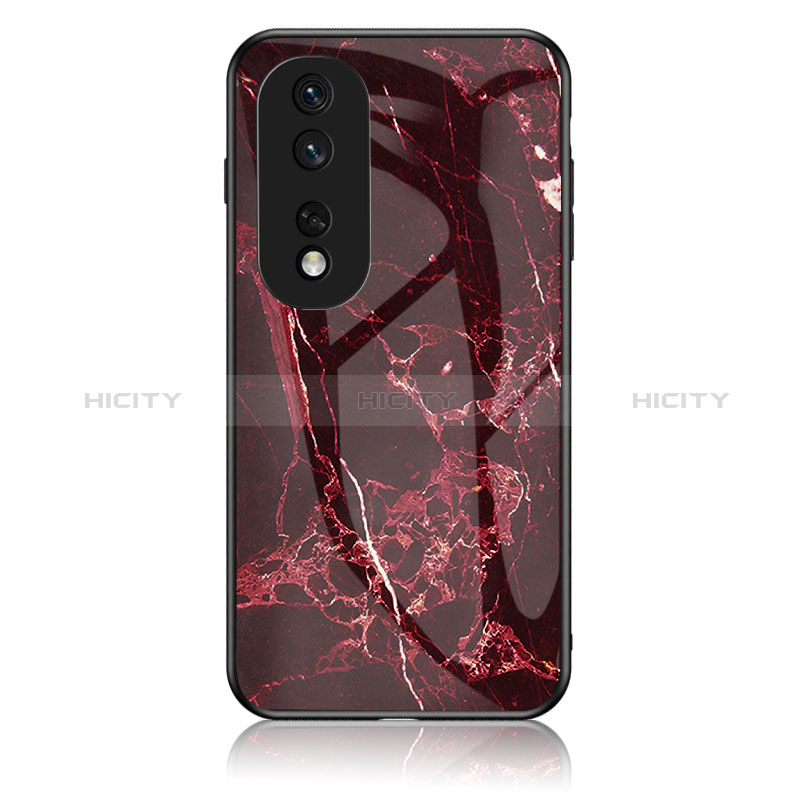 Coque Contour Silicone et Vitre Motif Fantaisie Miroir Etui Housse pour Huawei Honor 80 Pro Flat 5G Rouge Plus