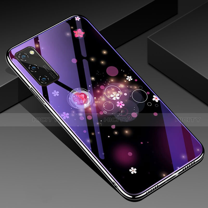 Coque Contour Silicone et Vitre Motif Fantaisie Miroir Etui Housse pour Huawei Honor V30 Pro 5G Violet Plus