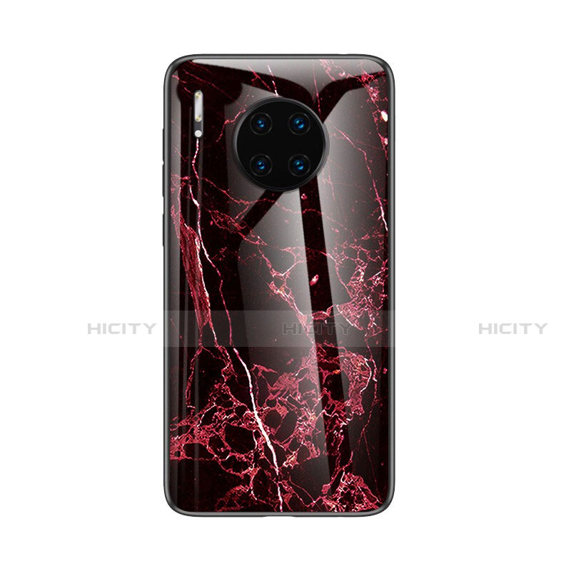 Coque Contour Silicone et Vitre Motif Fantaisie Miroir Etui Housse pour Huawei Mate 30 5G Rouge Plus