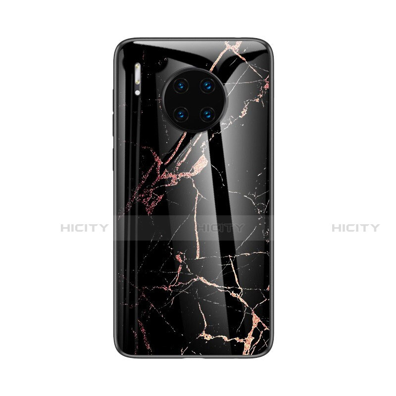 Coque Contour Silicone et Vitre Motif Fantaisie Miroir Etui Housse pour Huawei Mate 30 Pro 5G Noir Plus