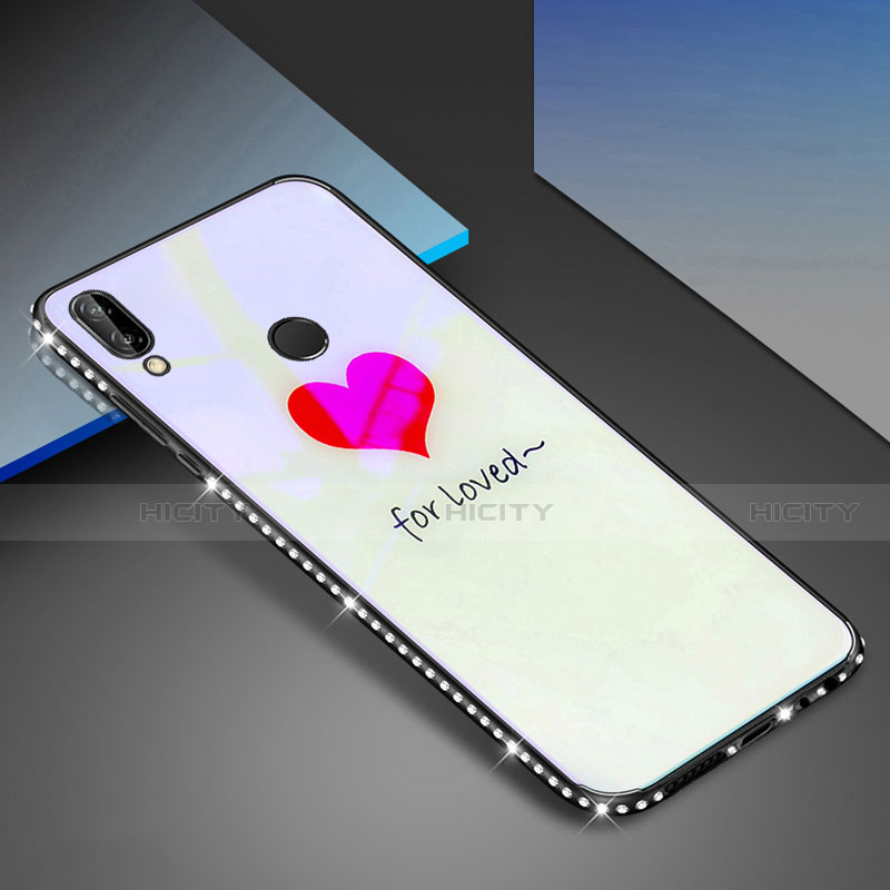 Coque Contour Silicone et Vitre Motif Fantaisie Miroir Etui Housse pour Huawei Nova 3e Blanc Plus