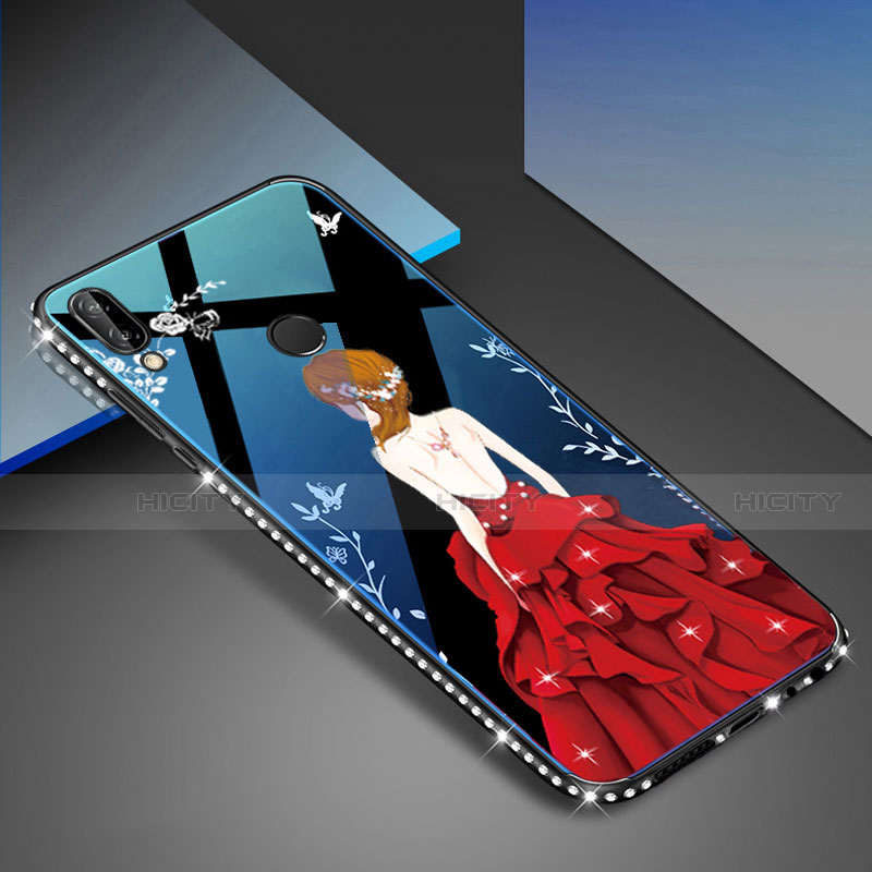 Coque Contour Silicone et Vitre Motif Fantaisie Miroir Etui Housse pour Huawei Nova 3e Rouge et Noir Plus