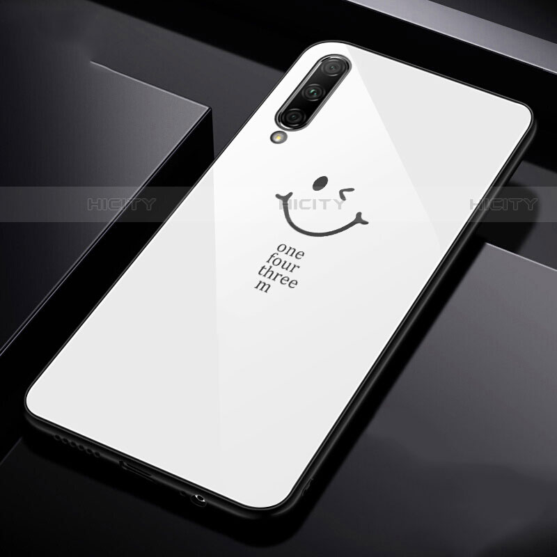 Coque Contour Silicone et Vitre Motif Fantaisie Miroir Etui Housse pour Huawei P Smart Pro (2019) Blanc Plus
