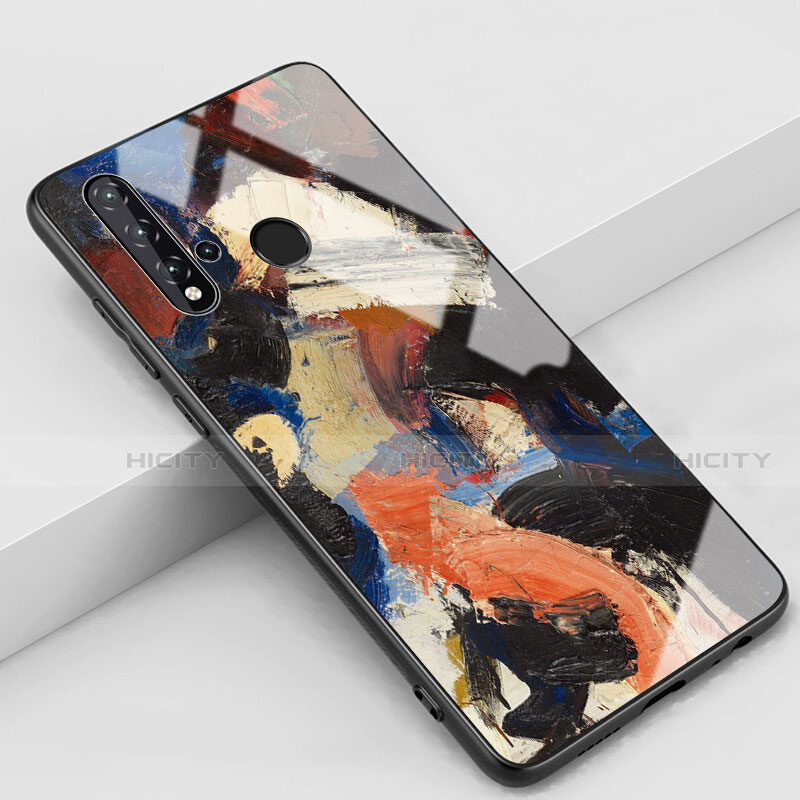 Coque Contour Silicone et Vitre Motif Fantaisie Miroir Etui Housse pour Huawei P20 Lite (2019) Orange Plus