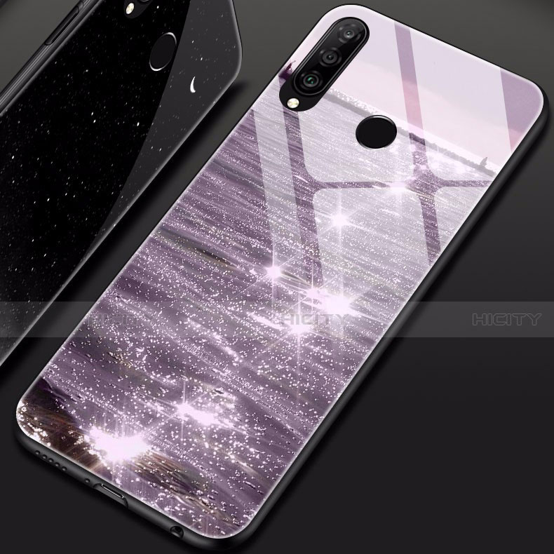 Coque Contour Silicone et Vitre Motif Fantaisie Miroir Etui Housse pour Huawei P30 Lite Violet Plus