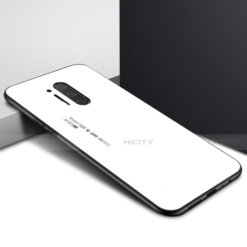 Coque Contour Silicone et Vitre Motif Fantaisie Miroir Etui Housse pour OnePlus 8 Pro Blanc Plus