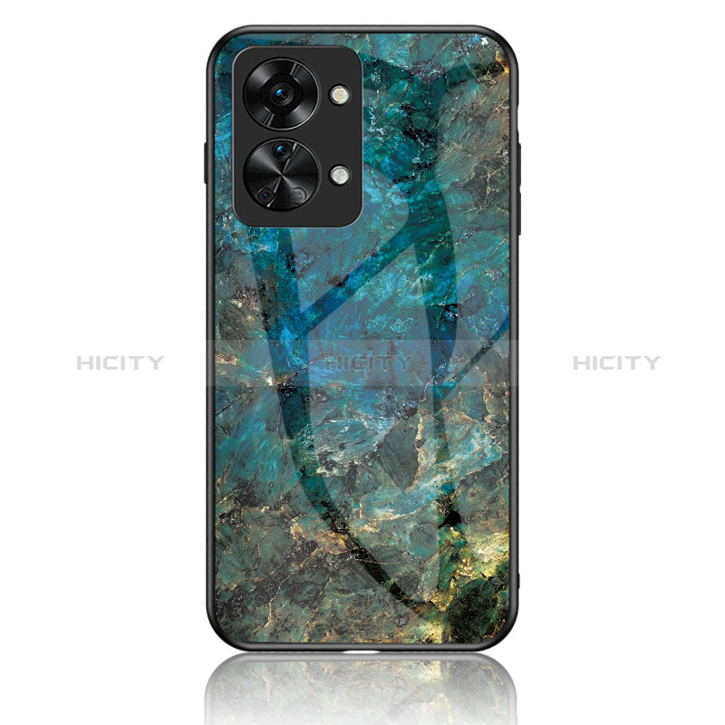 Coque Contour Silicone et Vitre Motif Fantaisie Miroir Etui Housse pour OnePlus Nord 2T 5G Bleu Plus