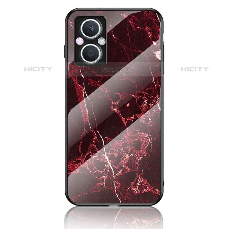 Coque Contour Silicone et Vitre Motif Fantaisie Miroir Etui Housse pour OnePlus Nord N20 5G Rouge Plus