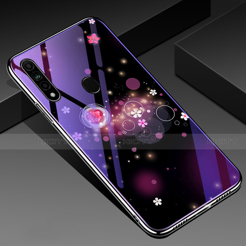 Coque Contour Silicone et Vitre Motif Fantaisie Miroir Etui Housse pour Oppo A31 Violet Plus