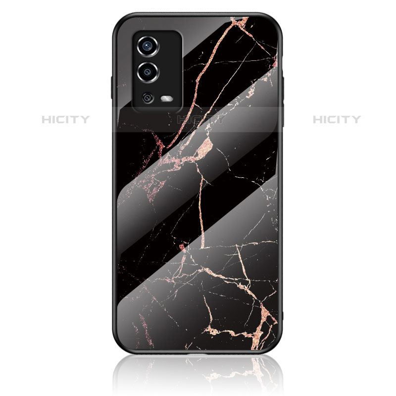 Coque Contour Silicone et Vitre Motif Fantaisie Miroir Etui Housse pour Oppo A55 4G Or et Noir Plus