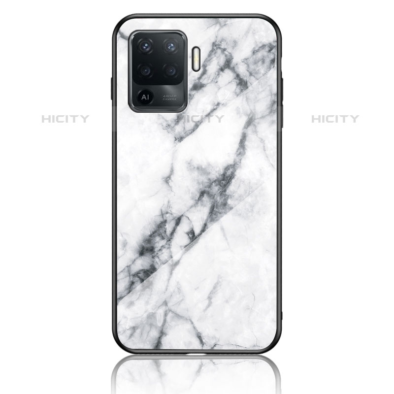 Coque Contour Silicone et Vitre Motif Fantaisie Miroir Etui Housse pour Oppo F19 Pro Blanc Plus