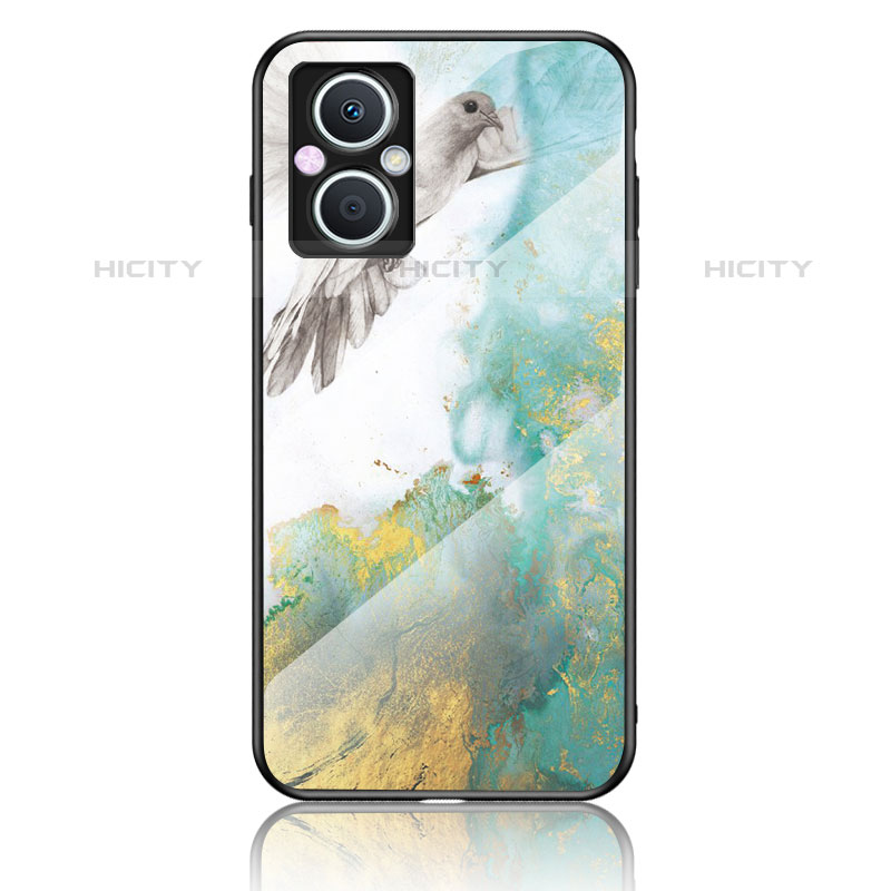 Coque Contour Silicone et Vitre Motif Fantaisie Miroir Etui Housse pour Oppo F21 Pro 5G Vert Plus