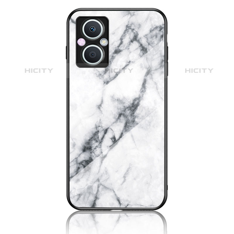 Coque Contour Silicone et Vitre Motif Fantaisie Miroir Etui Housse pour Oppo F21s Pro 5G Blanc Plus