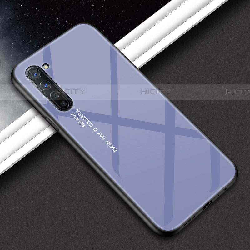 Coque Contour Silicone et Vitre Motif Fantaisie Miroir Etui Housse pour Oppo Find X2 Lite Gris Plus