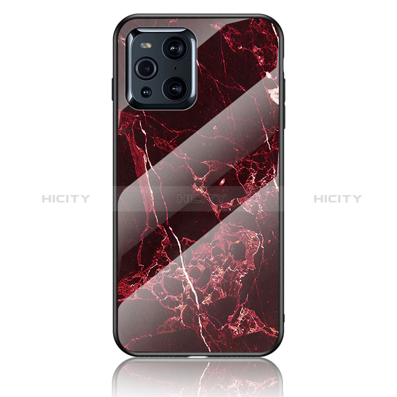 Coque Contour Silicone et Vitre Motif Fantaisie Miroir Etui Housse pour Oppo Find X3 5G Rouge Plus