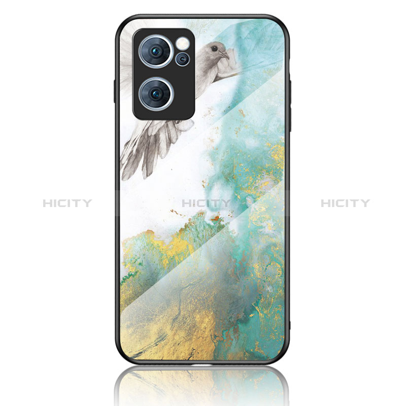 Coque Contour Silicone et Vitre Motif Fantaisie Miroir Etui Housse pour Oppo Find X5 Lite 5G Vert Plus