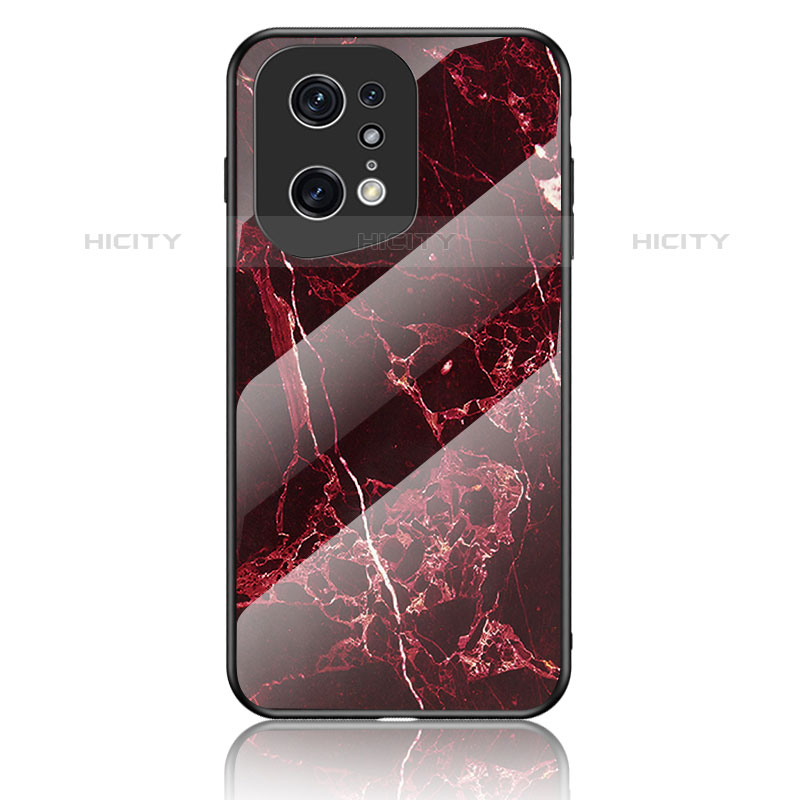 Coque Contour Silicone et Vitre Motif Fantaisie Miroir Etui Housse pour Oppo Find X5 Pro 5G Rouge Plus