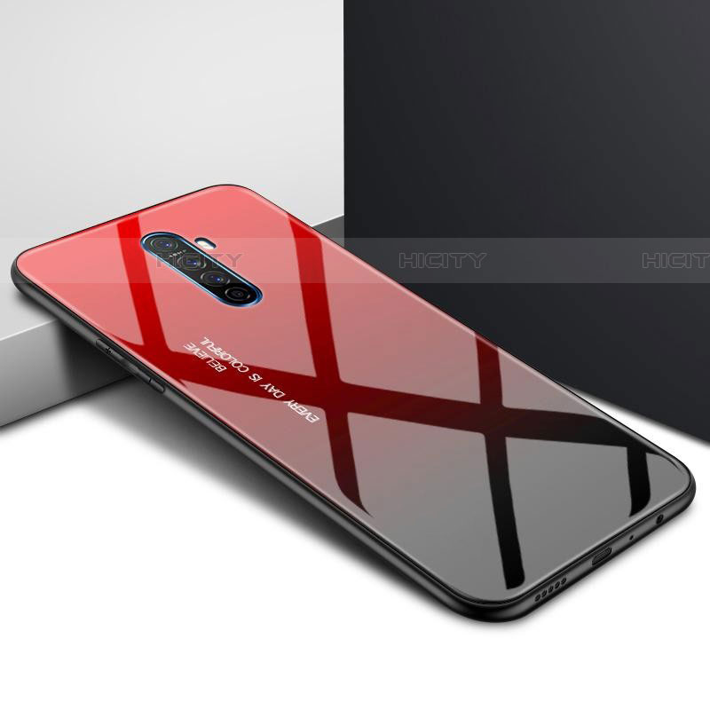 Coque Contour Silicone et Vitre Motif Fantaisie Miroir Etui Housse pour Oppo Reno Ace Rouge Plus