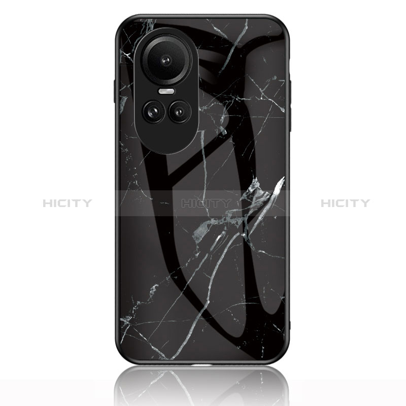 Coque Contour Silicone et Vitre Motif Fantaisie Miroir Etui Housse pour Oppo Reno10 Pro 5G Noir Plus