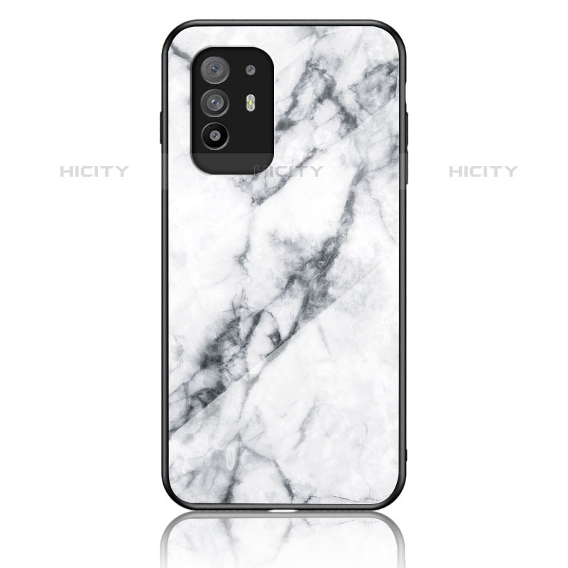 Coque Contour Silicone et Vitre Motif Fantaisie Miroir Etui Housse pour Oppo Reno5 Z 5G Blanc Plus