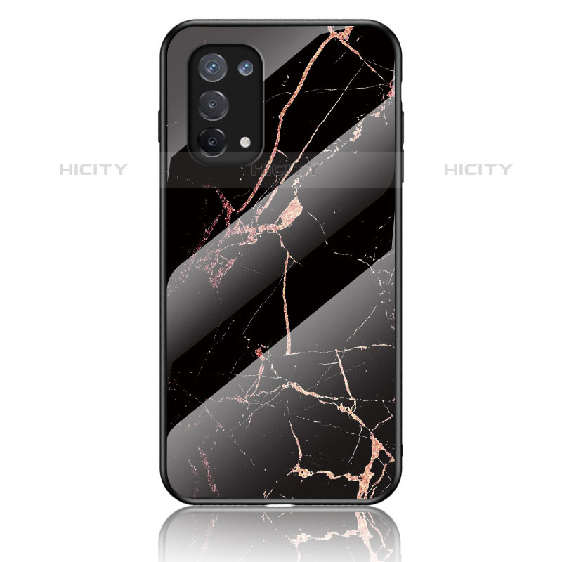 Coque Contour Silicone et Vitre Motif Fantaisie Miroir Etui Housse pour Oppo Reno6 Lite Or et Noir Plus