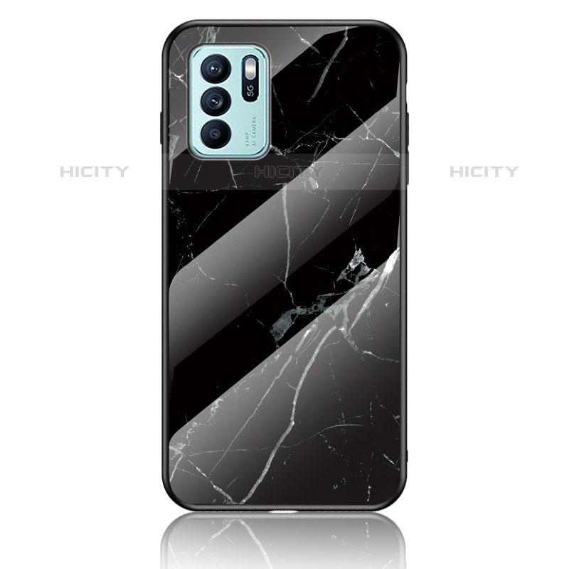 Coque Contour Silicone et Vitre Motif Fantaisie Miroir Etui Housse pour Oppo Reno6 Z 5G Noir Plus