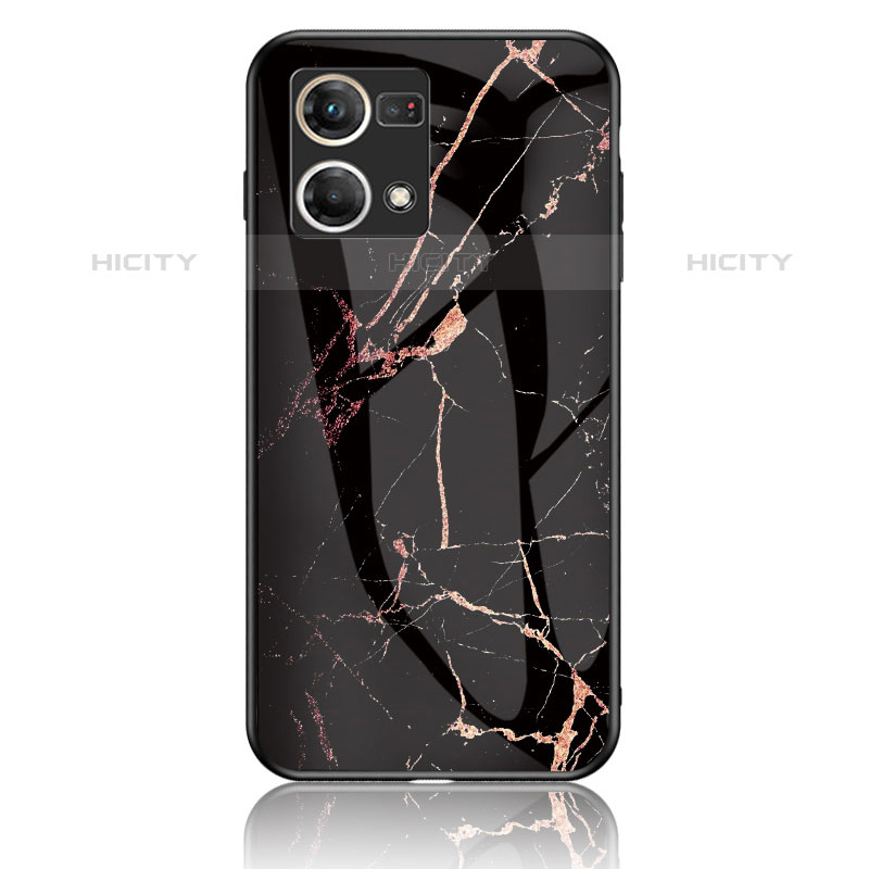 Coque Contour Silicone et Vitre Motif Fantaisie Miroir Etui Housse pour Oppo Reno7 4G Or et Noir Plus