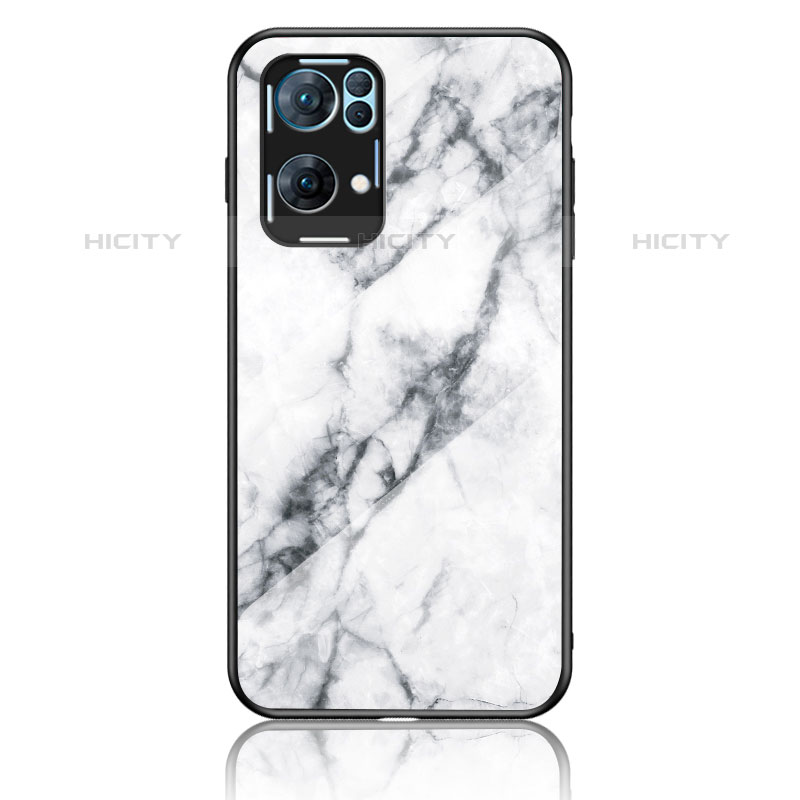 Coque Contour Silicone et Vitre Motif Fantaisie Miroir Etui Housse pour Oppo Reno7 Pro 5G Blanc Plus