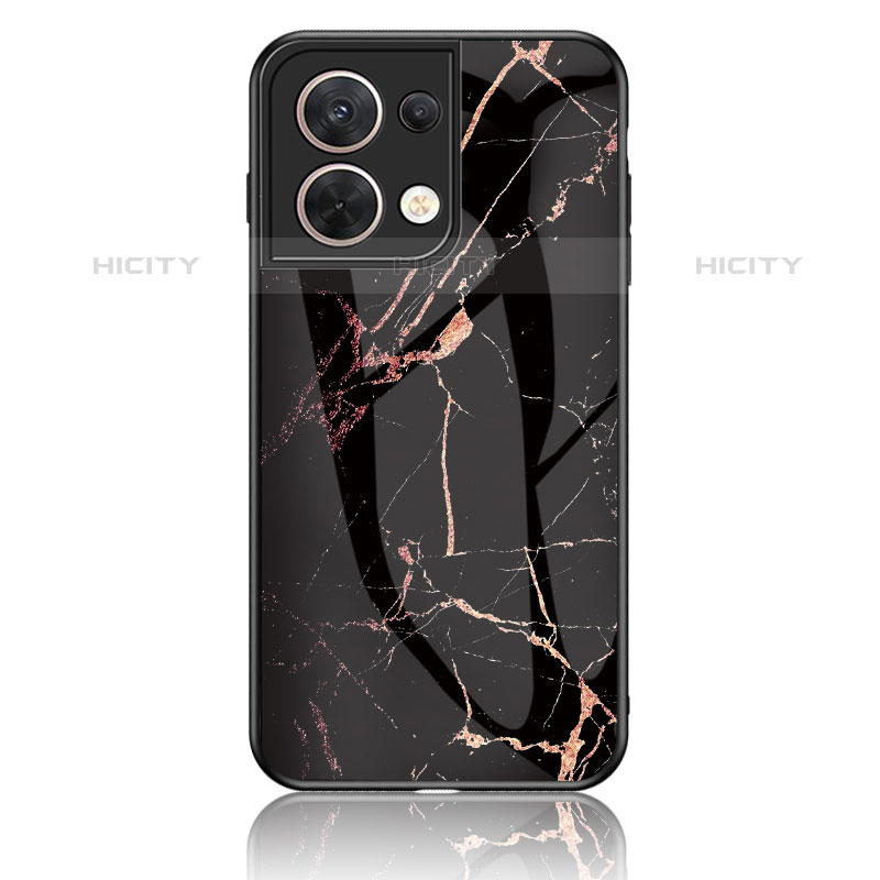 Coque Contour Silicone et Vitre Motif Fantaisie Miroir Etui Housse pour Oppo Reno8 5G Or et Noir Plus