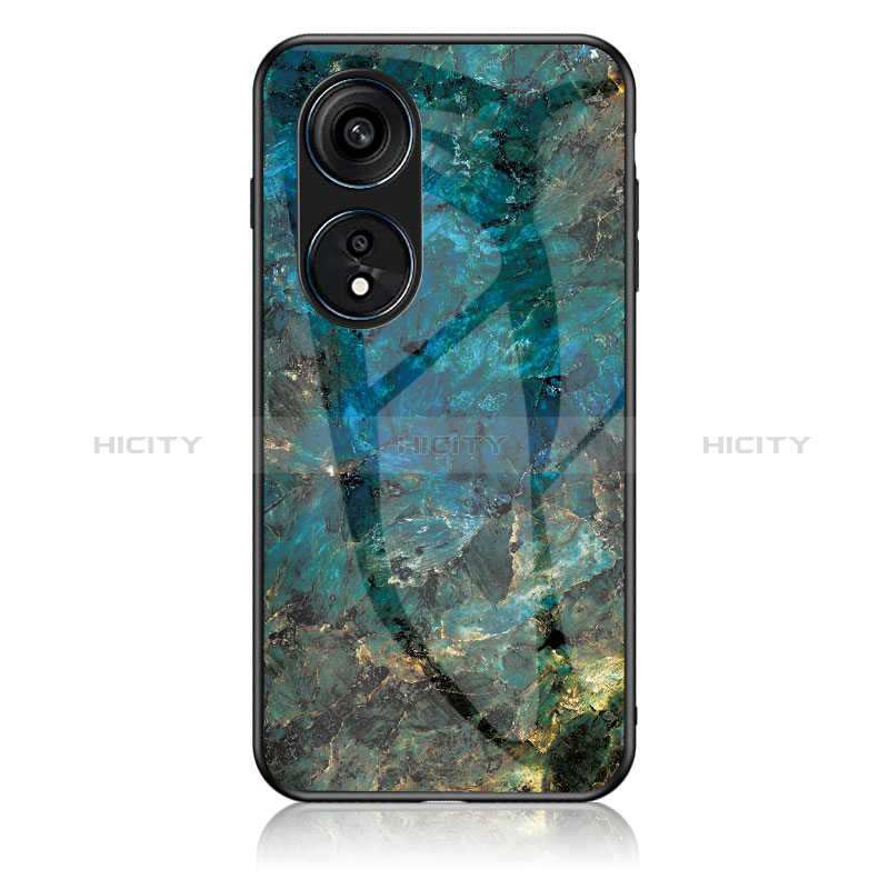 Coque Contour Silicone et Vitre Motif Fantaisie Miroir Etui Housse pour Oppo Reno8 T 4G Bleu Plus