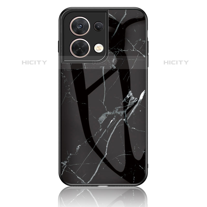 Coque Contour Silicone et Vitre Motif Fantaisie Miroir Etui Housse pour Oppo Reno9 5G Noir Plus