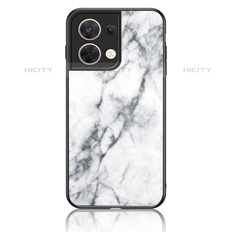 Coque Contour Silicone et Vitre Motif Fantaisie Miroir Etui Housse pour Oppo Reno9 Pro 5G Blanc Plus