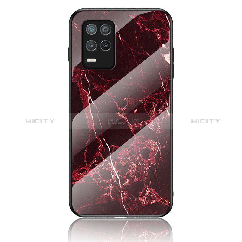 Coque Contour Silicone et Vitre Motif Fantaisie Miroir Etui Housse pour Realme 8s 5G Rouge Plus