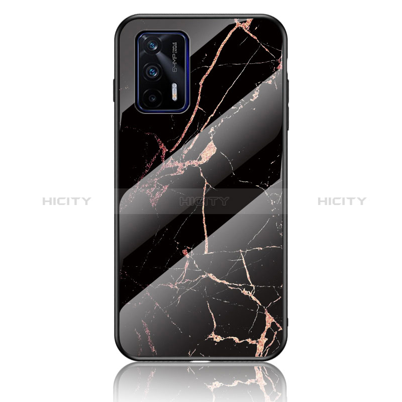 Coque Contour Silicone et Vitre Motif Fantaisie Miroir Etui Housse pour Realme GT Neo 5G Or et Noir Plus