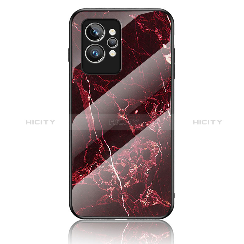 Coque Contour Silicone et Vitre Motif Fantaisie Miroir Etui Housse pour Realme GT2 Pro 5G Rouge Plus