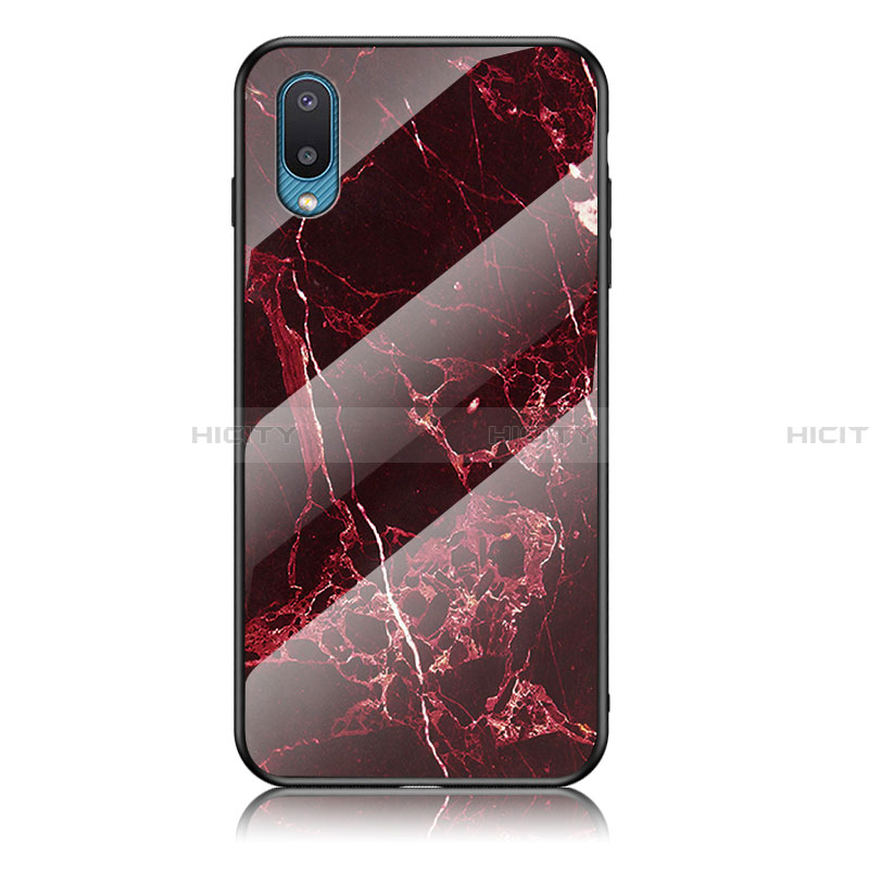 Coque Contour Silicone et Vitre Motif Fantaisie Miroir Etui Housse pour Samsung Galaxy A02 Rouge Plus