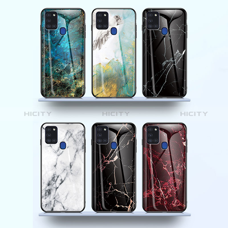 Coque Contour Silicone et Vitre Motif Fantaisie Miroir Etui Housse pour Samsung Galaxy A21s Plus