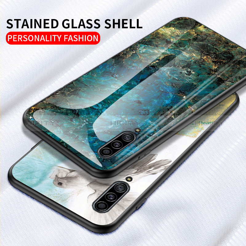 Coque Contour Silicone et Vitre Motif Fantaisie Miroir Etui Housse pour Samsung Galaxy A50 Plus