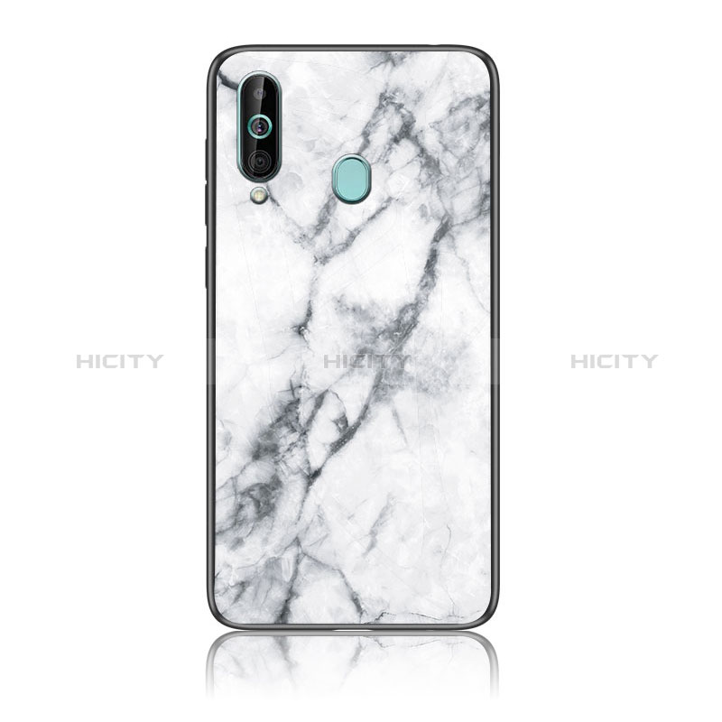 Coque Contour Silicone et Vitre Motif Fantaisie Miroir Etui Housse pour Samsung Galaxy A60 Blanc Plus