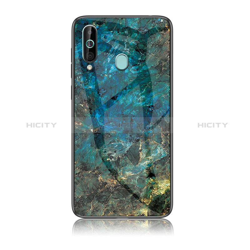 Coque Contour Silicone et Vitre Motif Fantaisie Miroir Etui Housse pour Samsung Galaxy A60 Bleu Plus