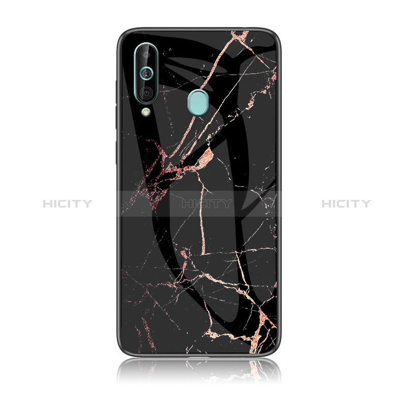 Coque Contour Silicone et Vitre Motif Fantaisie Miroir Etui Housse pour Samsung Galaxy A60 Or et Noir Plus