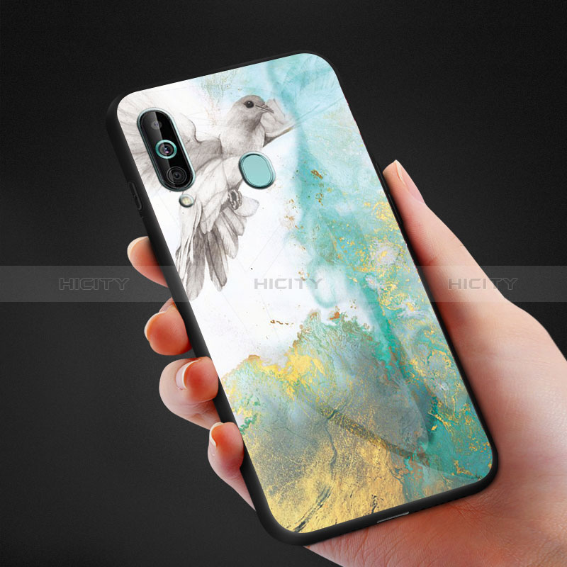 Coque Contour Silicone et Vitre Motif Fantaisie Miroir Etui Housse pour Samsung Galaxy A60 Plus