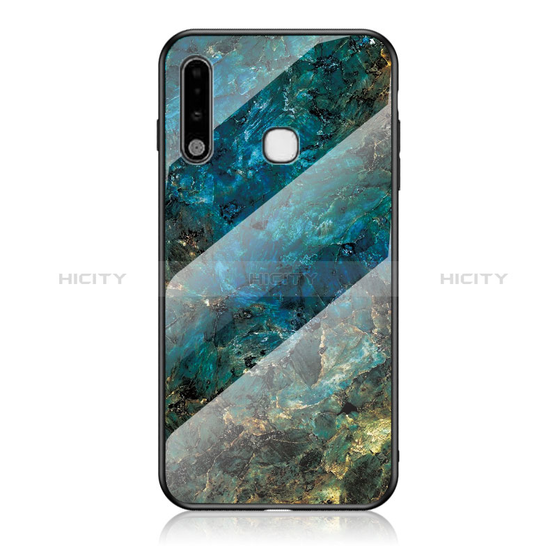 Coque Contour Silicone et Vitre Motif Fantaisie Miroir Etui Housse pour Samsung Galaxy A70E Bleu Plus