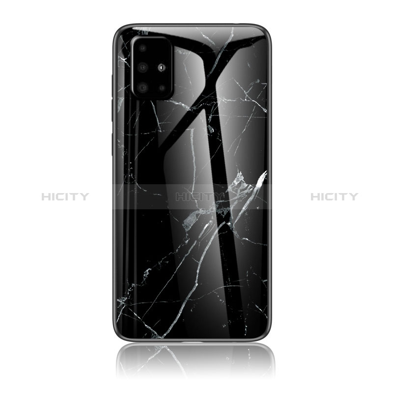 Coque Contour Silicone et Vitre Motif Fantaisie Miroir Etui Housse pour Samsung Galaxy A71 5G Noir Plus