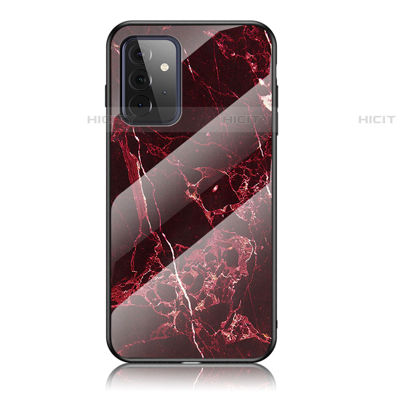 Coque Contour Silicone et Vitre Motif Fantaisie Miroir Etui Housse pour Samsung Galaxy A72 5G Rouge Plus