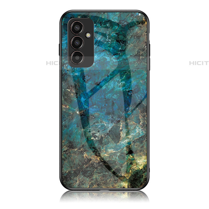 Coque Contour Silicone et Vitre Motif Fantaisie Miroir Etui Housse pour Samsung Galaxy F13 4G Bleu Plus