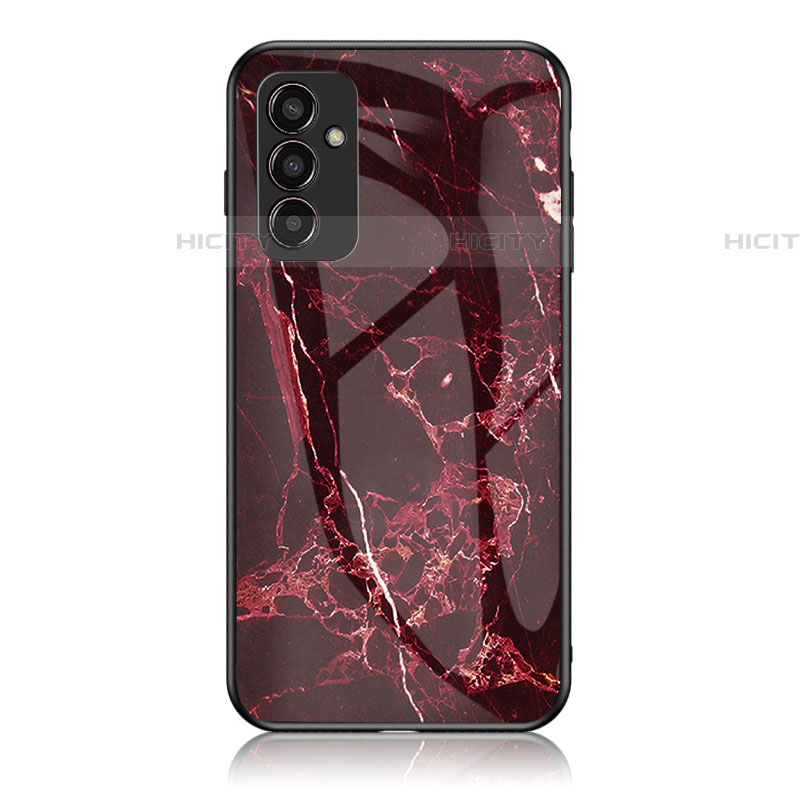 Coque Contour Silicone et Vitre Motif Fantaisie Miroir Etui Housse pour Samsung Galaxy F13 4G Rouge Plus