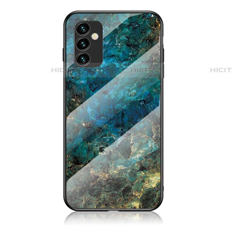 Coque Contour Silicone et Vitre Motif Fantaisie Miroir Etui Housse pour Samsung Galaxy F23 5G Bleu Plus