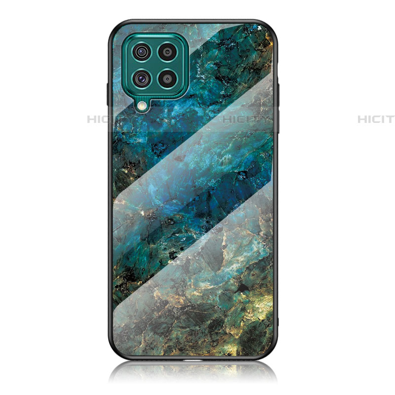 Coque Contour Silicone et Vitre Motif Fantaisie Miroir Etui Housse pour Samsung Galaxy F62 5G Bleu Plus